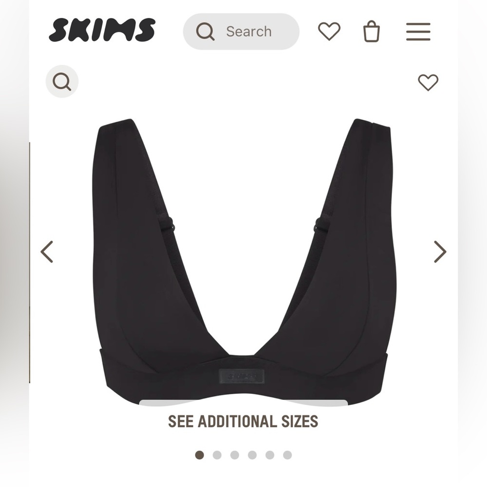 Skims Plunge Bikini Top in Onyx, Size Large